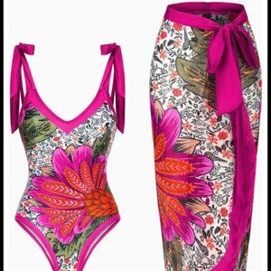 Floral swimsuit with coverup multiple colors